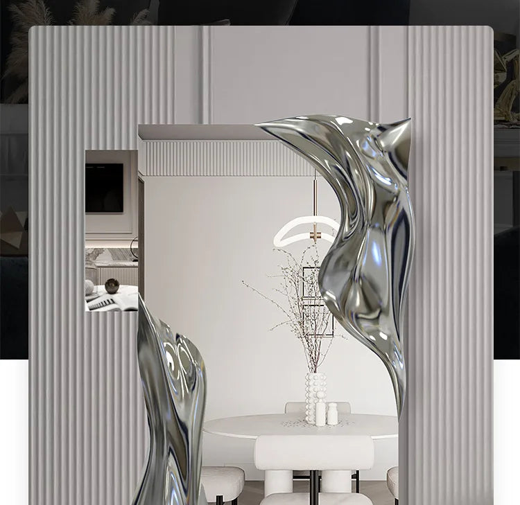 Wall hanging water ripple household villa model room floor mirror full-length mirror visual decoration