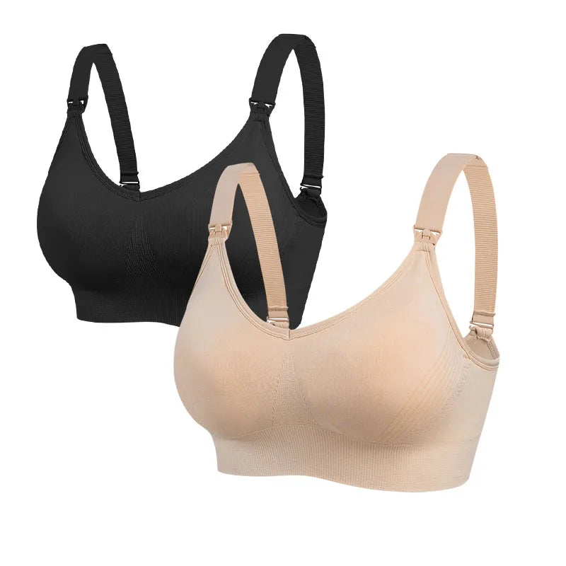 2pcs/Lot Maternity Wireless Front Open Nursing Bra Women's Breathable Seamless Breastfeeding Bras Pregnant  Mom Clothing