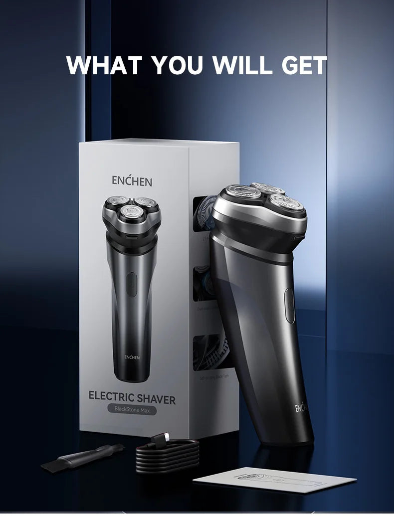 ENCHEN Electric Shaver Razor Rotary 3D Hair Shaver Professional Razor Waterproof Safety Lock Beard Trimmer Man - BlackStone Max