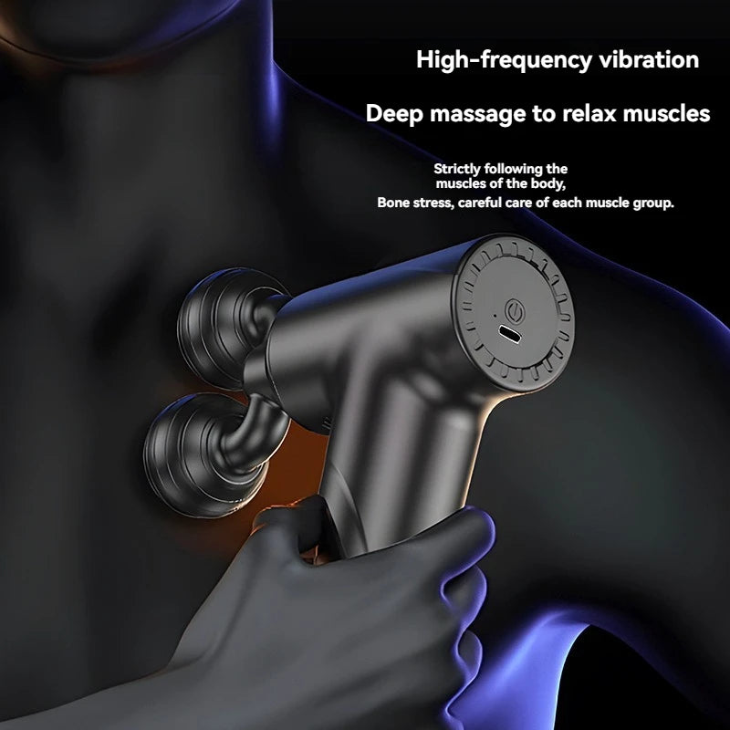 2025 New Mini Double Headed Fascia Gun Portable Fitness Muscle Electric Massage Gun Relaxing Cervical Fascia Gun