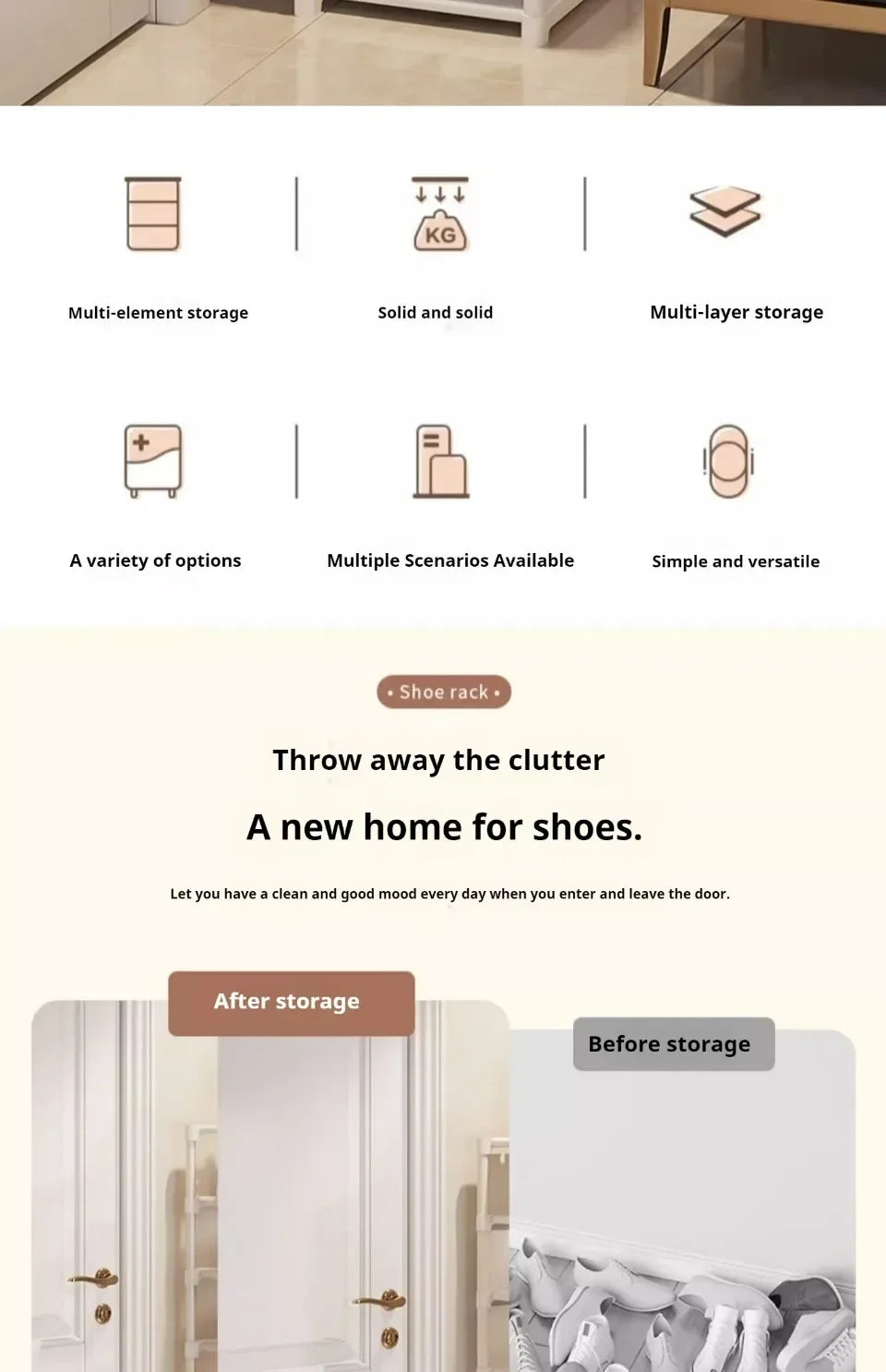 Multilayer Storage Cabinet for Doorway Shoe Shelf for Home Dustproof Shoe Organizer for Entryway Rental Apartment Easy Assembly