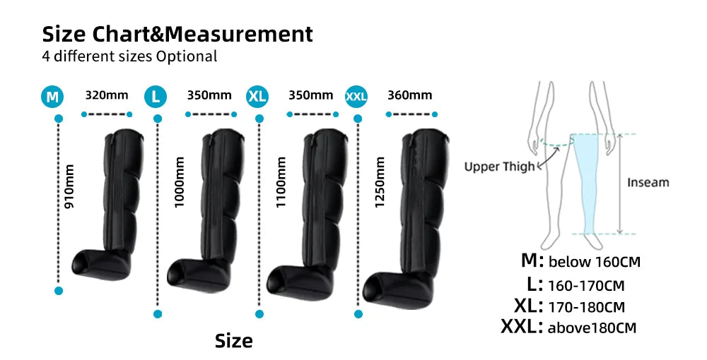 Portable Lymphatic Drainage Air Pressure Compression Boots Relax Presoterapia Leg Massager for Sports Recovery