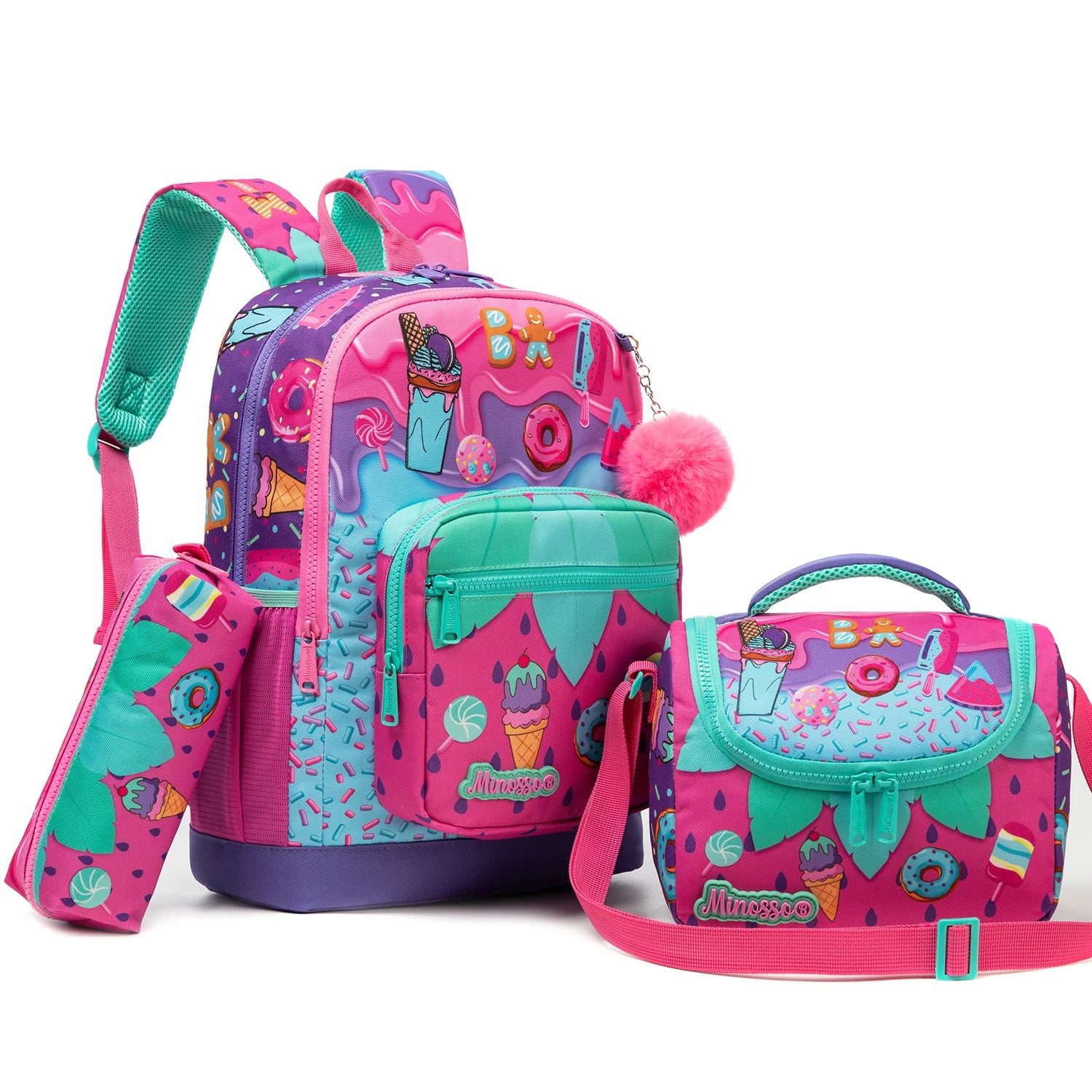 Backpack for Girls with Lunch Bag Pencil Case School Bags Sets for Boys 3pcs for Elementary Student Teen