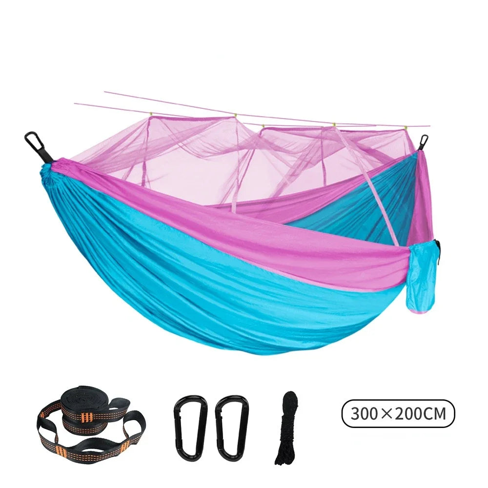 Double Mosquito Net Hammock 300×200CM Size Outdoor Camping Anti-mosquito Hammock Umbrella Cloth Nylon Anti-rollover Camping