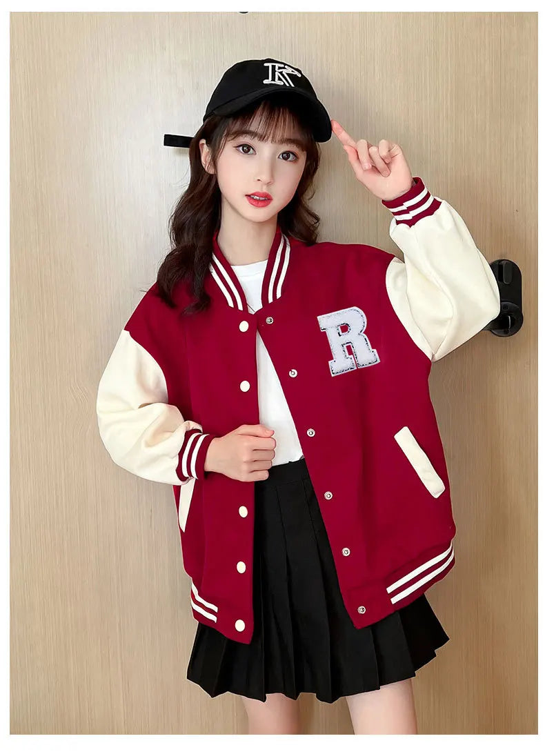 Teenage Girls Baseball Jackets For 5-14 Years Old Teens Clothes Children Sports Outerwear Coat Spring Autumn Fashion Boys Jacket