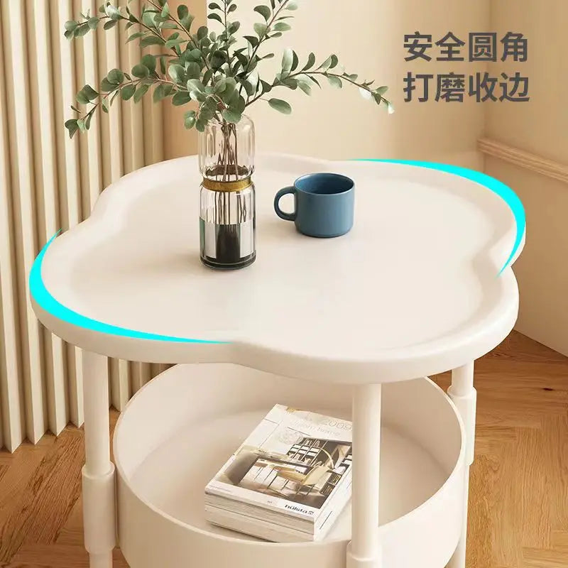 Cream Style Small Coffee Table Creative Side Table Double Layered Modern Simple Sofa Side Cabinet Table Storage rack