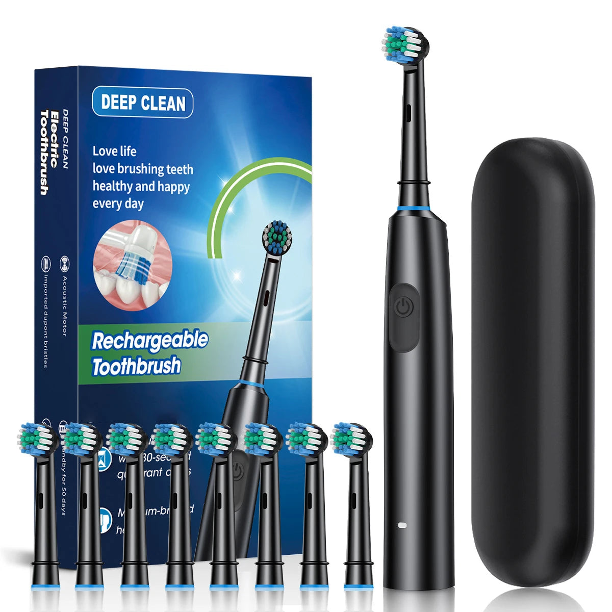Smart Electric Toothbrush Rechargeable Tooth Brush 5 Mode Smart Timer Teeth Clean Electric Teethbrush with 8 Teethbrush Heads