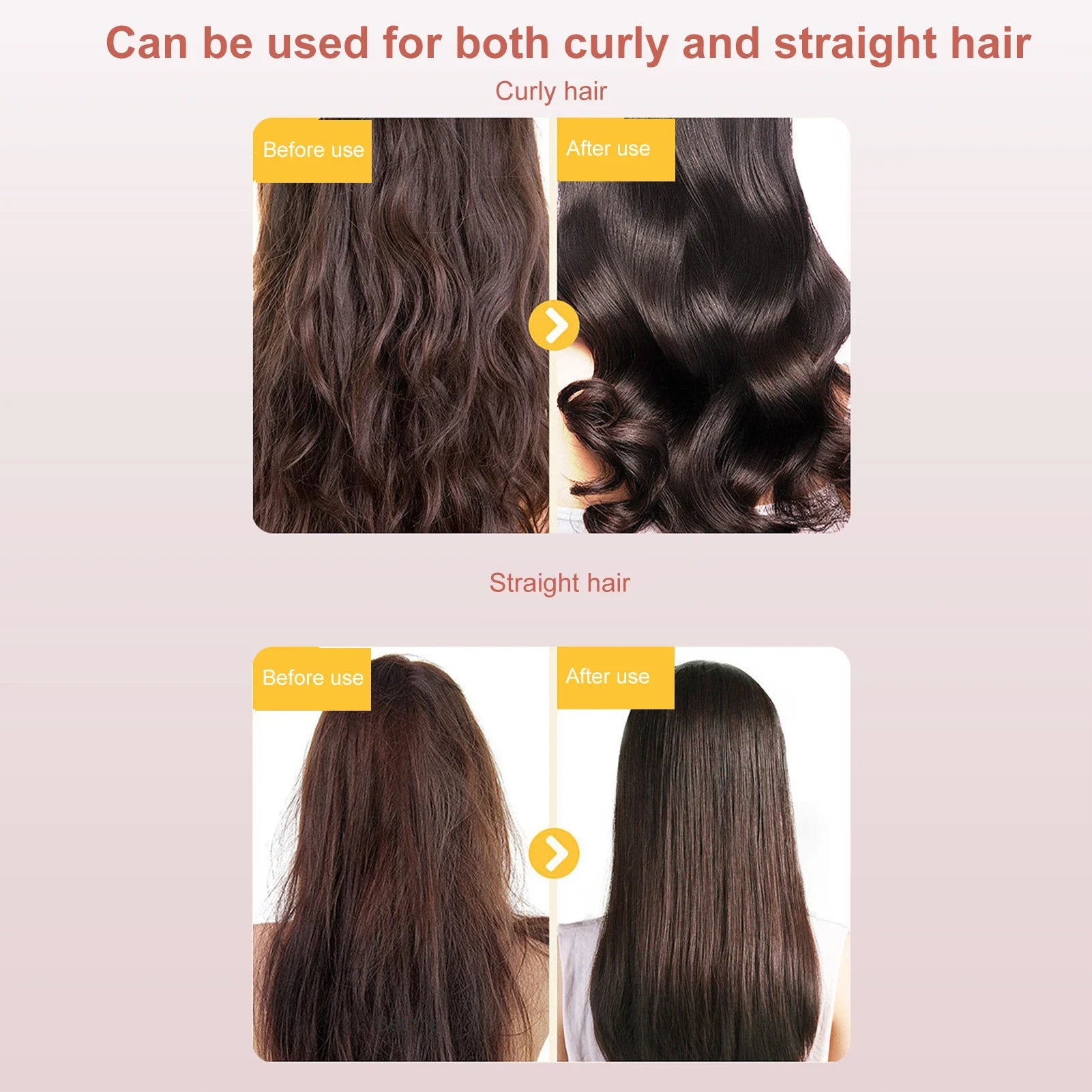 Cordless Hair Straightening Comb Curling Wand USB Charging Curling and Straightening Multi-speed Temperature Adjustment