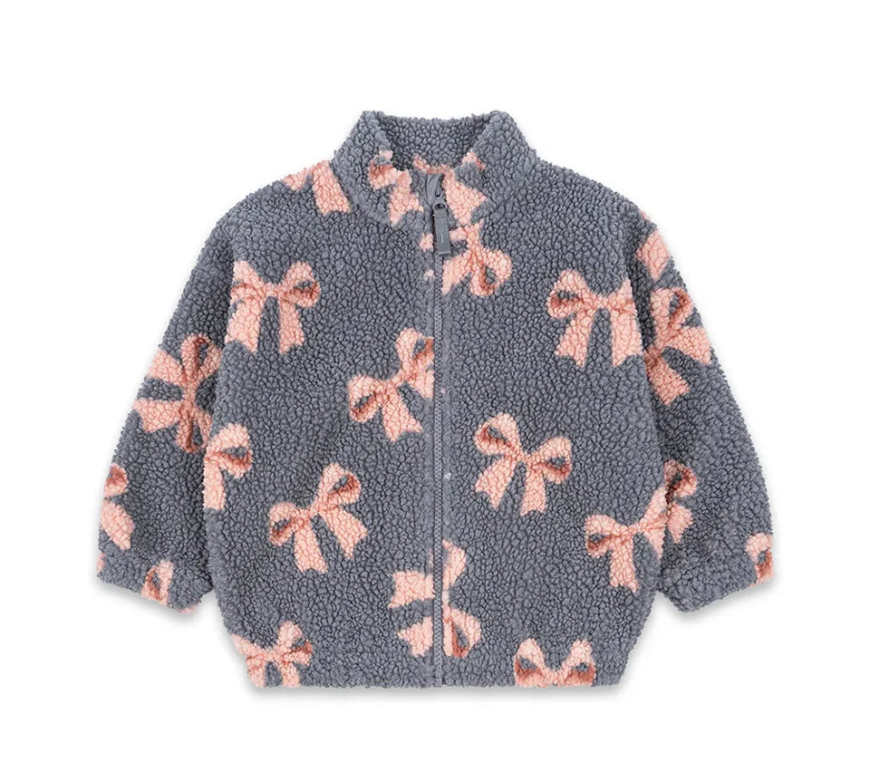 2025 KS Brand Winter Baby Girls Lambswool Jackets Kids Clothes Girls Cartoon Kitten Swan Beetle Outerwear Boys Striped Coat 1-9Y