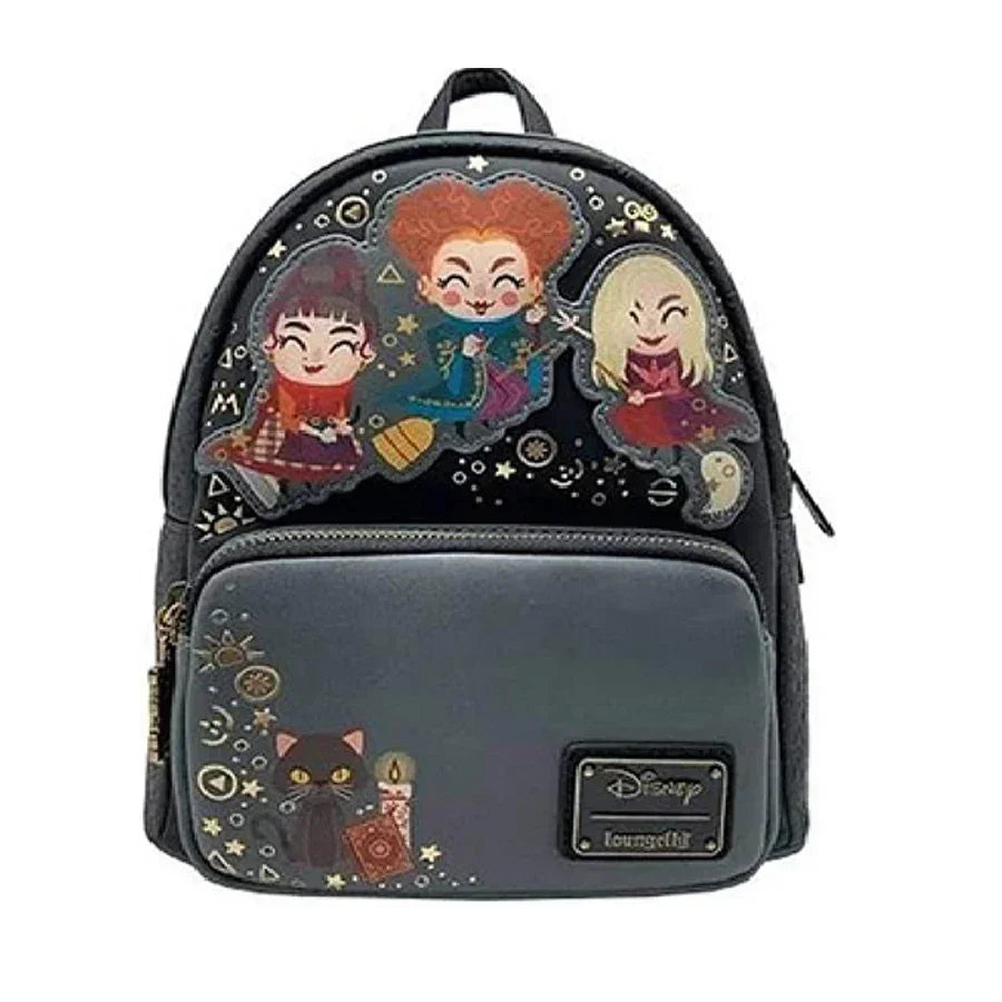 PU Leather Women Backpack Stitch Cartoon Chocolate Mickey Peter and Wendy Star Sky Students Brand Backpack Waterproof Bag