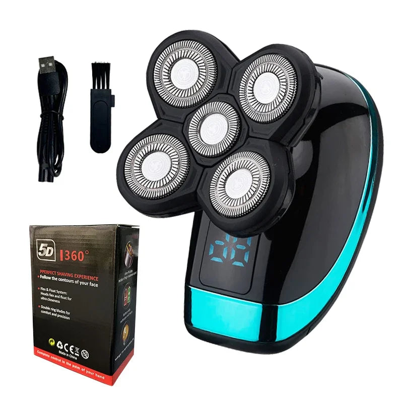 5 IN 1 Electric Razor Electric Shaver Rechargeable Shaving Machine for Men Beard Razor Wet-Dry Dual Use Waterproof Fast Charging