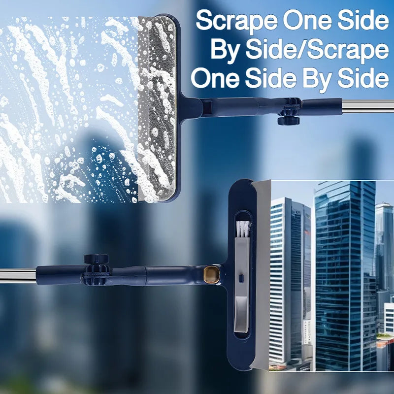 2in1 Highrise Glass Brush Window with Squeegee and Mini Brush Rotatable Glass Wiper Home Cleaning Tool for Glass,Walls and Floor