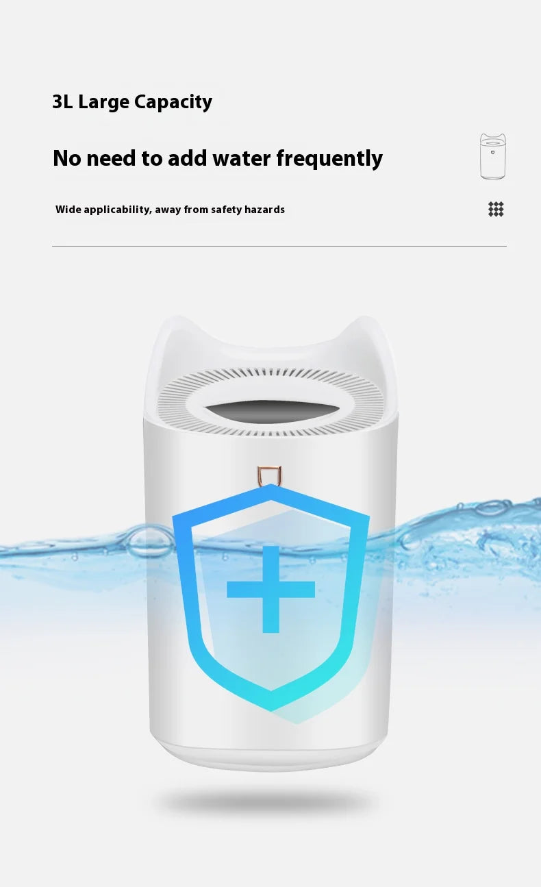 3000Ml Dual Jet Air Humidifier Large Capacity Atomizer Ultrasonic Aroma Diffuser Cool Mist Maker Air Humificador Purifier