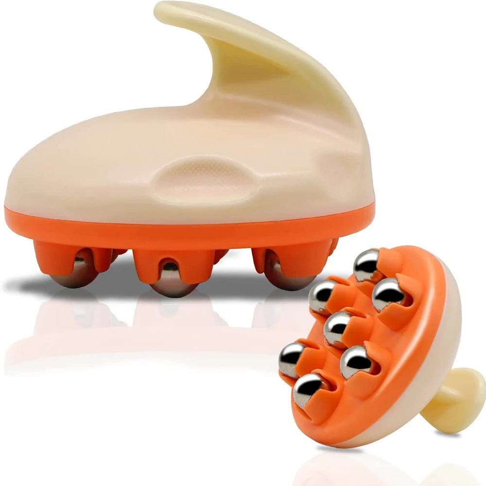 Hand Roller Massager for Cellulite Massage,Deep Tissue Massage Ball for Back,Neck,Foot,Shoulder,with 7 360-degree Metal Roller