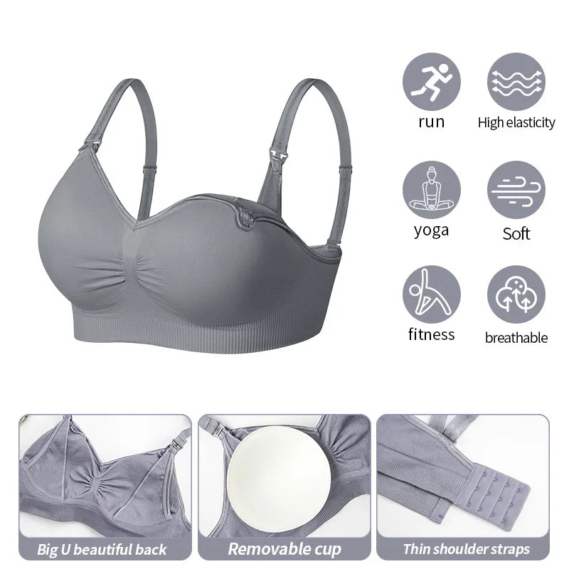 New Wireless Front Open Nursing Bra Soft Lace Breathable Seamless Maternity Breastfeeding Bras Maternal Support For Pregnant