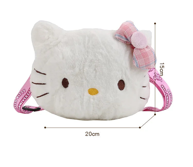 Cute plush bag, sweet girl student versatile shoulder messenger bag, soft and cute little princess new cartoon bag