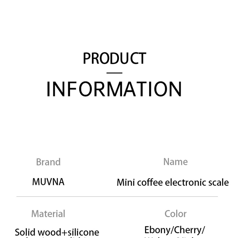 MUVNA Mini Digital Wood scale, Professional Electronic Coffee Scale for Espresso/Hand Drip Coffee 0.1g of high-precision, 2kg