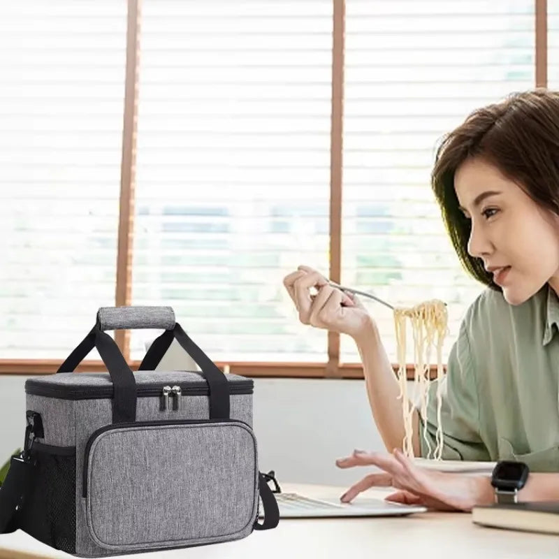 15L Picnic Bag Thermal Insulated Lunch Bag Box Handbag Wine Beer Cooler Crossbody Shoulder Bag Camping Food Container