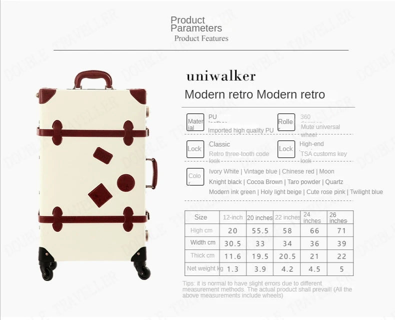 20/22/24''26 inch Luggage set woman Travel Suitcase Set Universal Retro password rolling luggage case middle size luggage