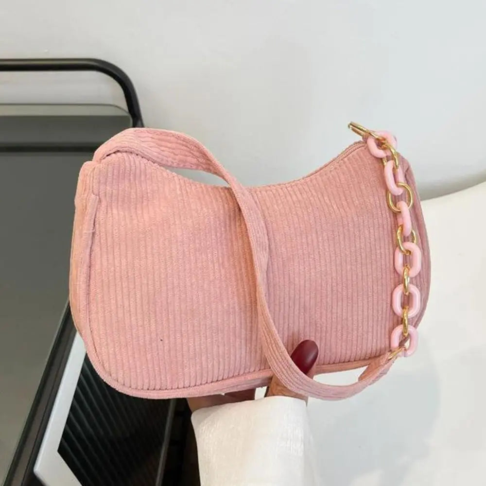 Fashion Vintage Handbags Women Autumn Winter Corduroy Underarm Bag  Zipper Shoulder Small Bags Female Soft Casual Clutch Handbag