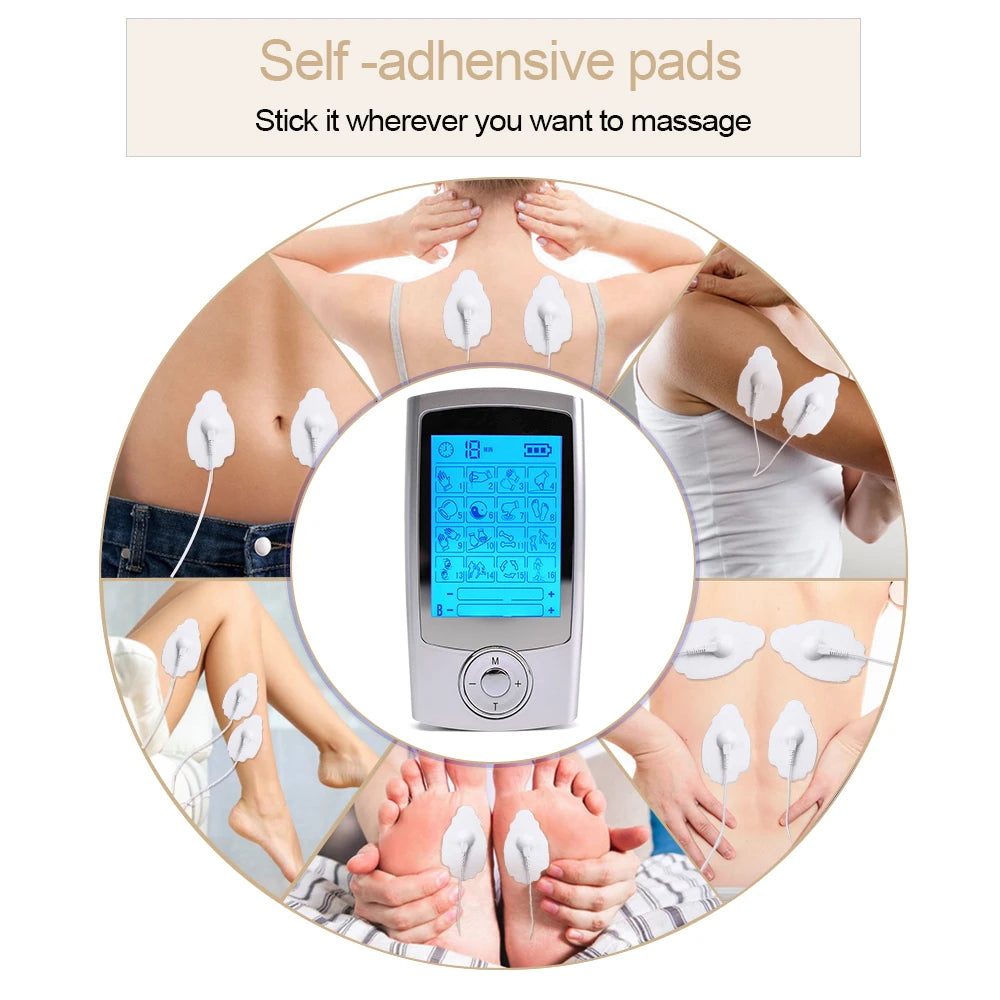 TENS Machine EMS Muscle Stimulator USB Charging for Pain Relief Treatment Using 16 Mode Dual Channel Electronic Pulse Massager
