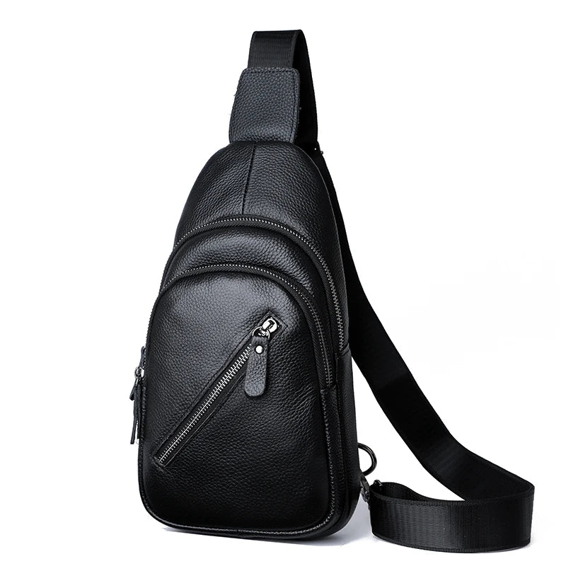 100% Genuine Leather Men Chest Bag Male Shoulder Bag Messenger Bag Casual Crossbody Bag Fashion Men's Purity Handbag