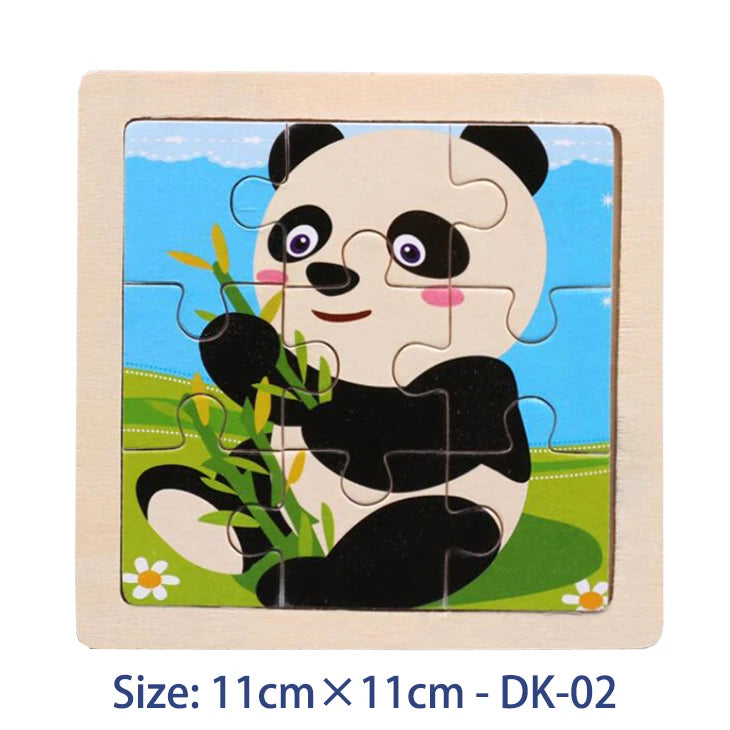 11cm/4.33in Kids Wooden Jigsaw Puzzle Games Cartoon Animal Vehicle Pattern Children Montessori Educational Toys