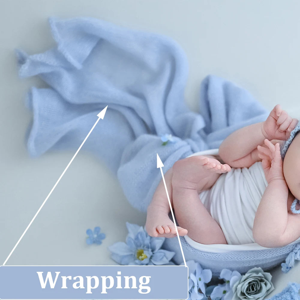 Blue Love Photography Theme Wrapping Props Knitted Night Cap Artificial Flower Photo Decoration Prop Studio Shooting Accessories