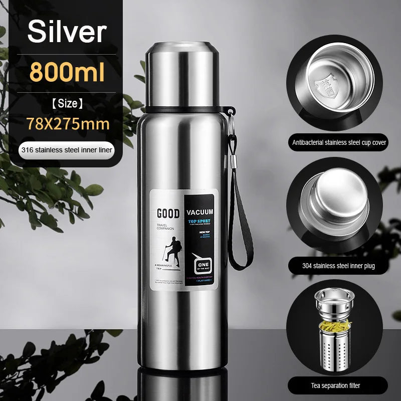 1000ML Stainless Steel Thermos Bottle Keep Cold and Hot Insulated Cup Sport Thermal Water Bottle Outdoor Campping Vacuum Flasks