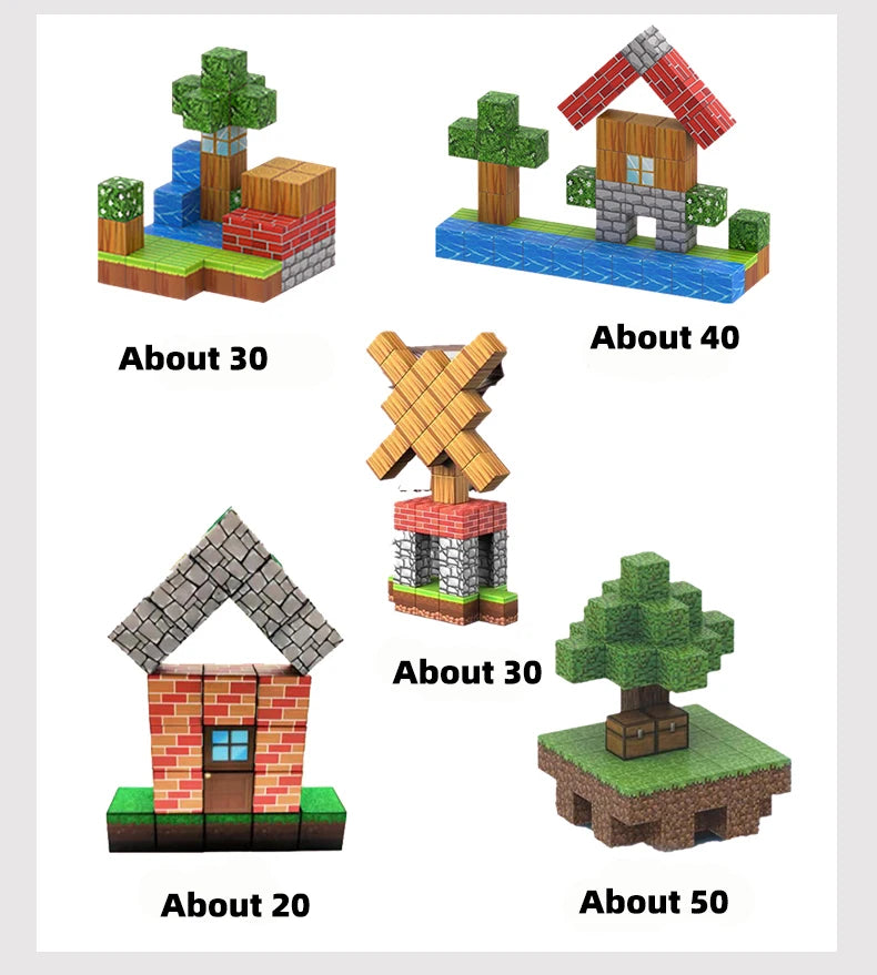 10-500PCS Magnetic Building Blocks Magnet Set Bricks Mini World STEM Construction DIY Educational Toys For Kids Birthday Gifts