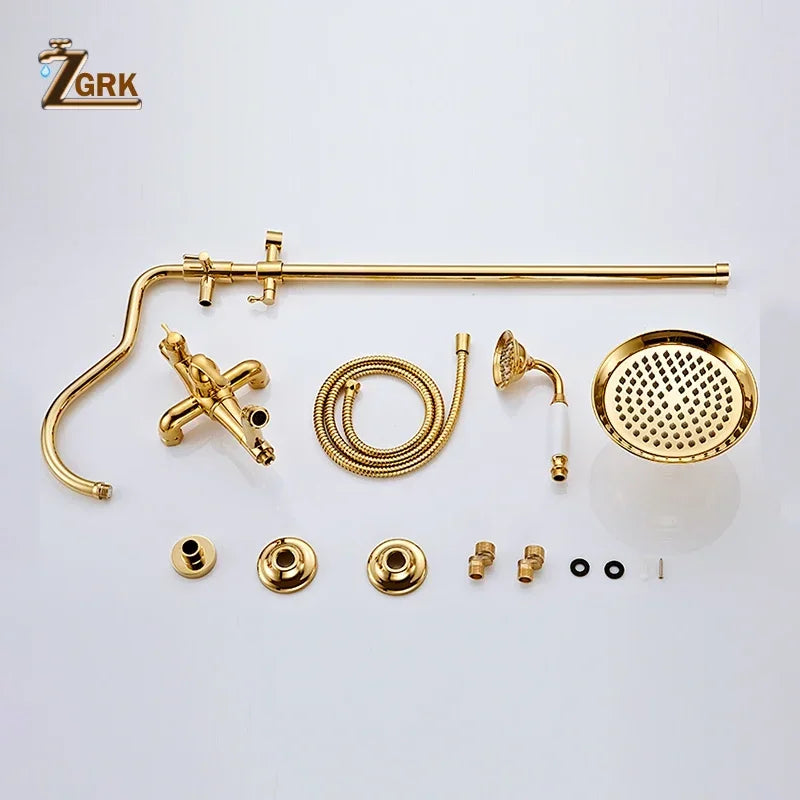 ZGRK Shower Faucets Bathroom Mixer Taps Top Spray Rainfall Shower Head Washing Faucet Antique Shower System Plumbing Crane