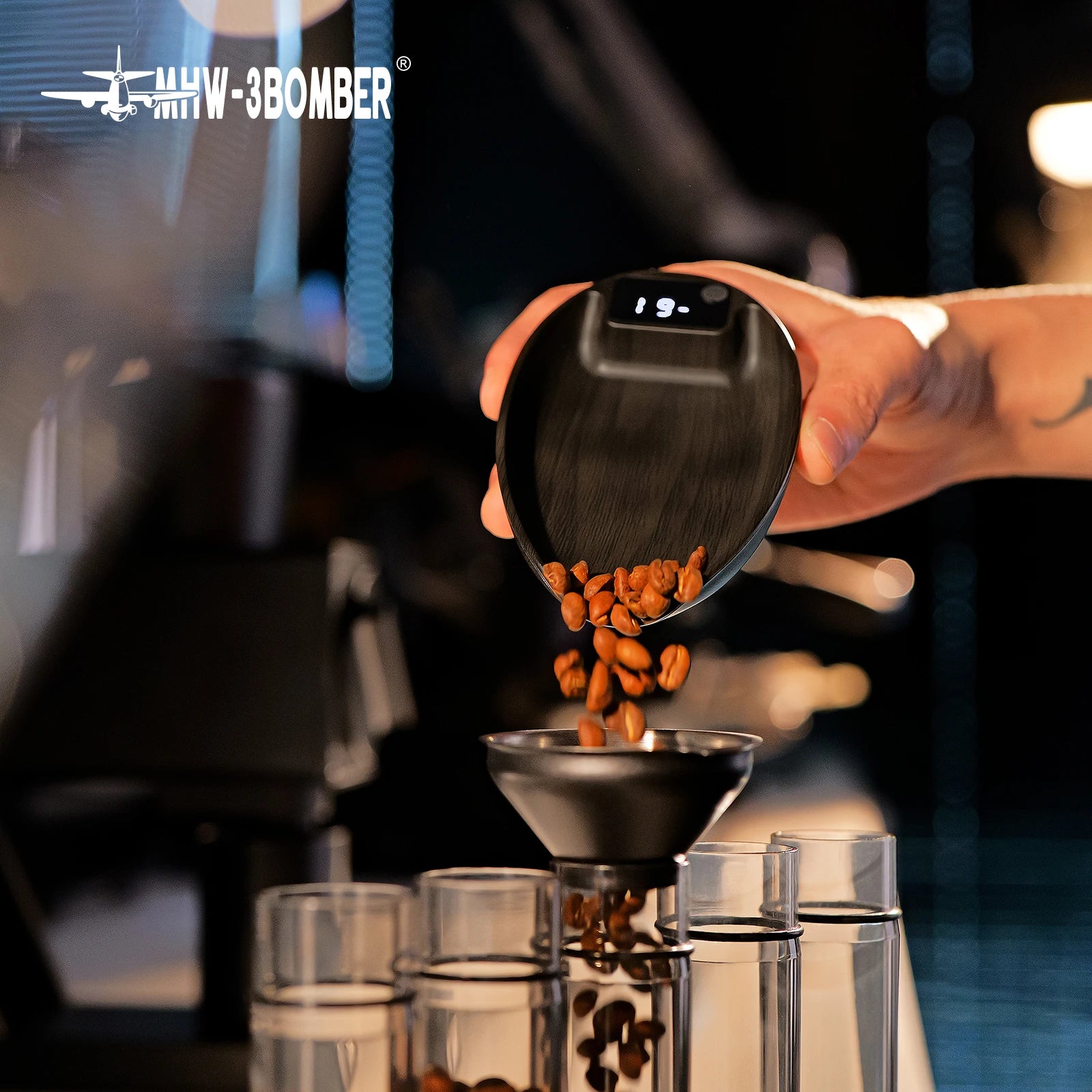 HW-3BOMEBR Coffee Bean Scale and Spray Bottle Kit Espresso Scale 0.1g Precision Mini Coffee Scale ABS Digital Kitchen Scale