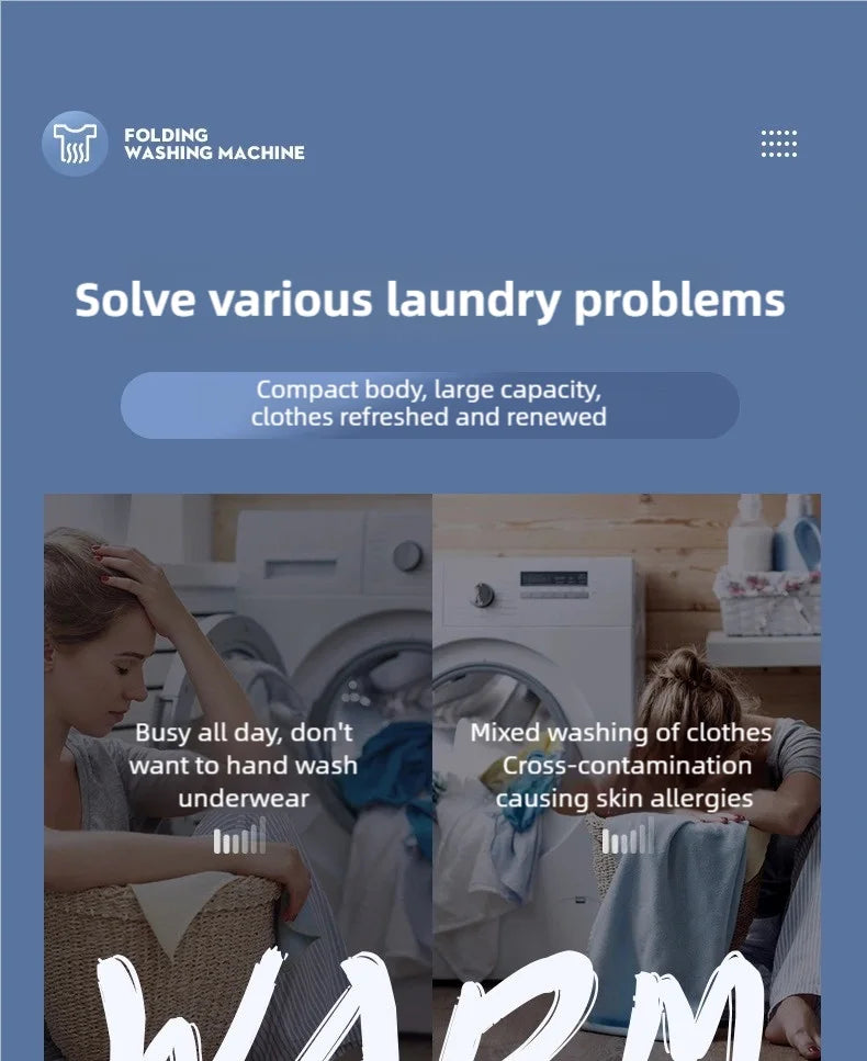 TINSOL New Mini Portable Washing Machine USB Charging Support Silent Fully Automatic Wash Essential for Dorms and Travel