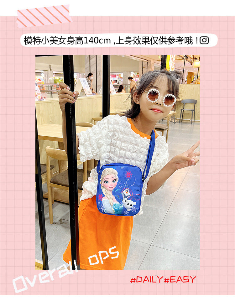 Disney New Cartoon Frozen Children's Bag Baby Girl Cute Princess Crossbody Bag Elsa Gift Shoulder Mobile Phone Bag