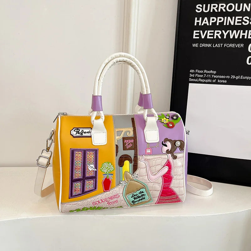 Fashion Women PU Leather Handbags Shoulder Bag Large Capacity Ladies Zipper Messenger Bags for Women Casual Boston Crossbody Bag