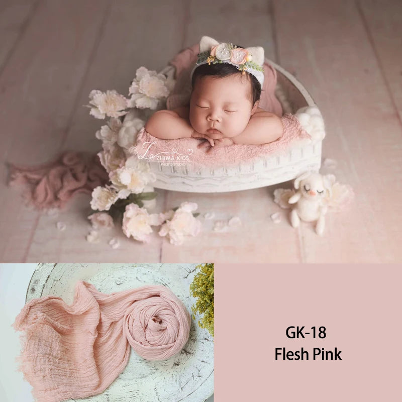 Seersucker Wrap Newborn Photography Props Soft Cotton Gauze Baby Swaddle Blanket Infant Studio Photo Basket Backdrop Accessories