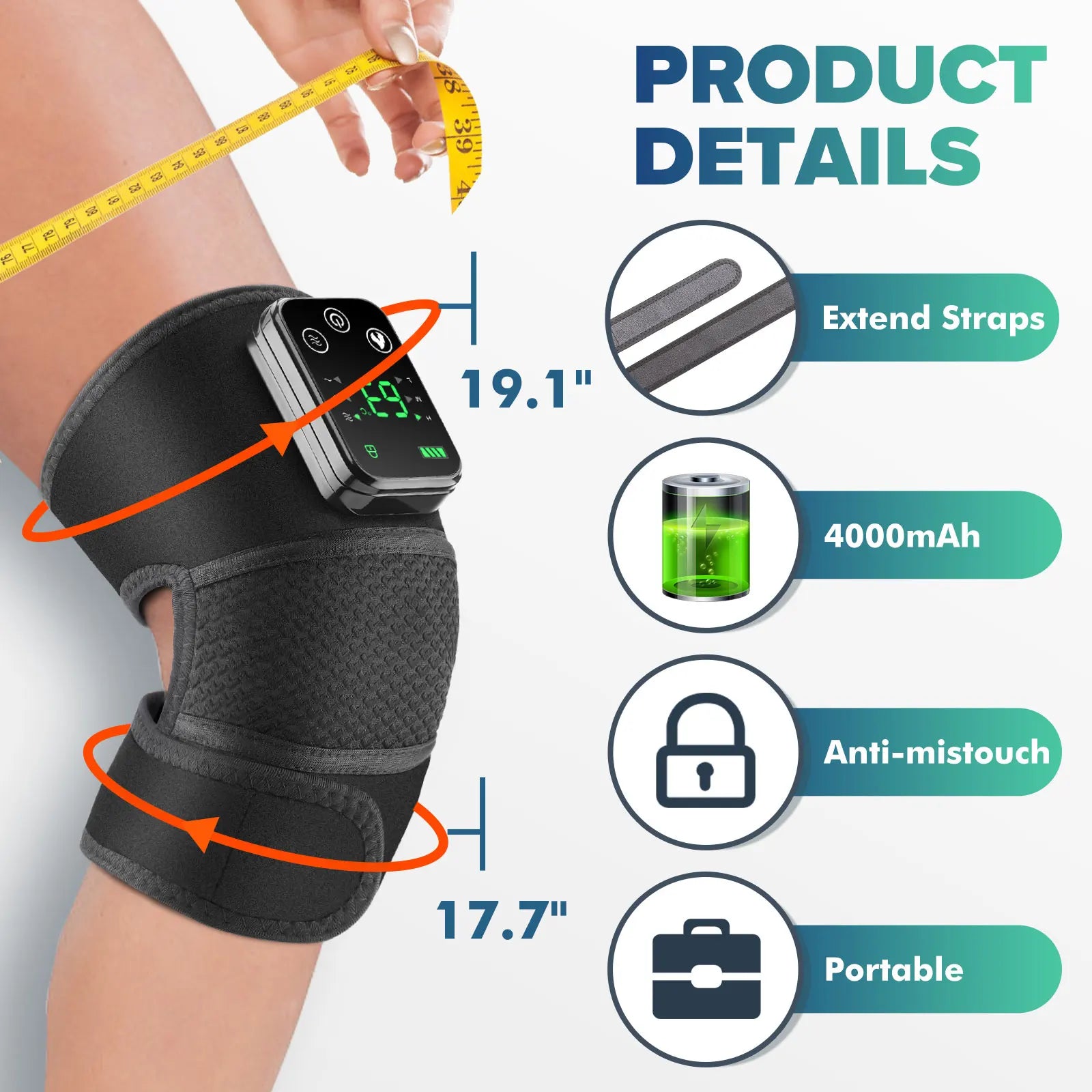 3in1 Electric Heating Knee Massager Join Pain Relief Shoulder Elbow Protector Cordless Leg Massage Knee Tempreture Therapy Brace