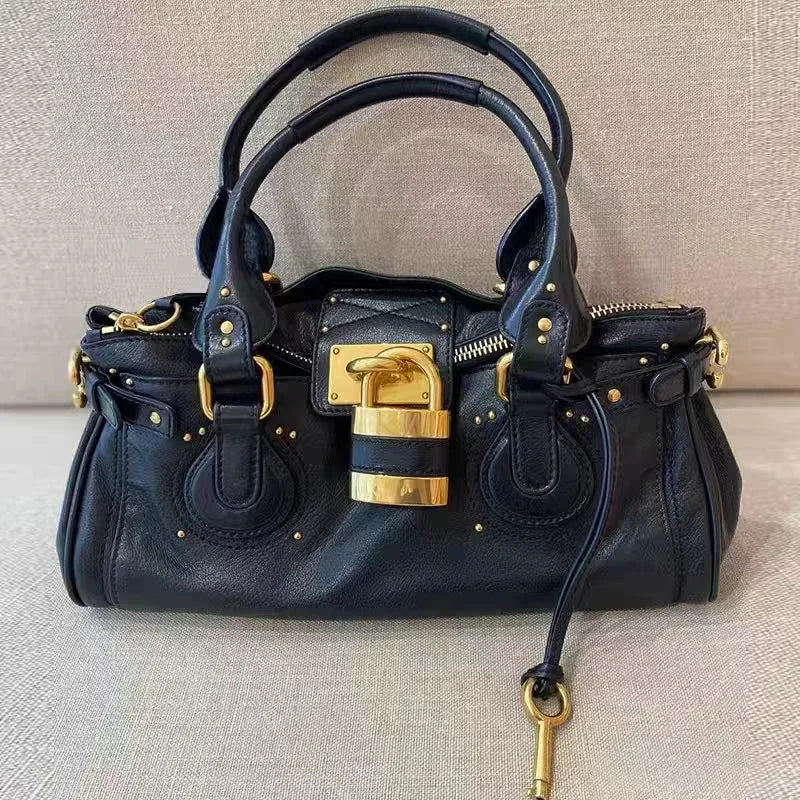 Vintage Lock Design Tote Bag Luxury Women's Handbag Underarm Bag Women's Large Boston Hobo Bag Fashion Texture Business Handbag