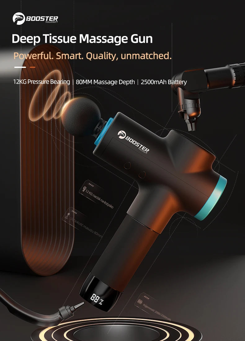 BOOSTER M2-12V LCD Display Massage Gun Professional Deep Muscle Massager Body Relaxation Fascial Gun Fitness