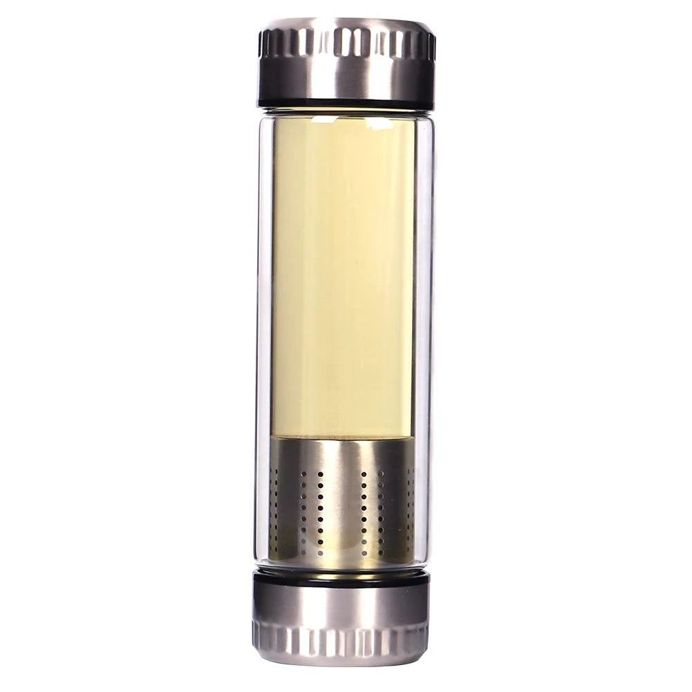 300/400ML Tea Water Bottle Portable Glass Double Wall Tea Water Cup Infuser Tumbler Drinkware Water Bottle With Tea Filter