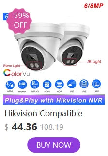 Hikvision Compatible 4K 8MP 180° Panoramic IP Camera IR&ColorVu 2-way Audio Human Detection SD Card Slot Plug&Play HIK NVR