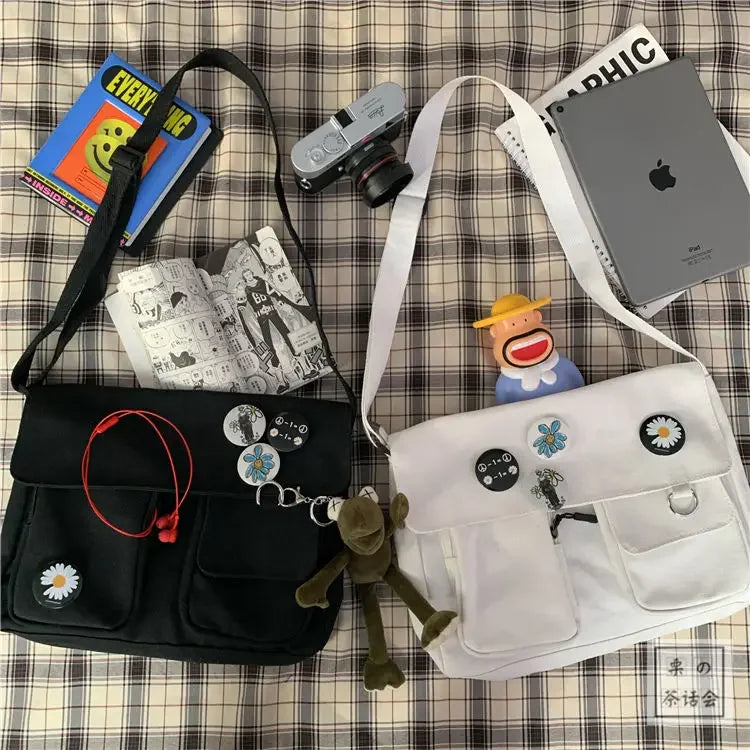 Ladies' Cute and Versatile Canvas Youth Fashion Shoulder Bag Student Large Capacity Crossbody Bag