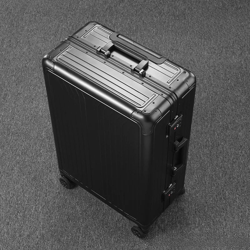 2025 All aluminum travel suitcase on wheels combination lock rolling luggage case Men's Business large size luggage Hand luggage