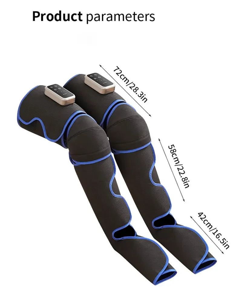 Rechargeable Leg Massager with Heat & Air Compression - 3-Level Pain Relief Wrap for Circulation Boost & Muscle Recovery LED