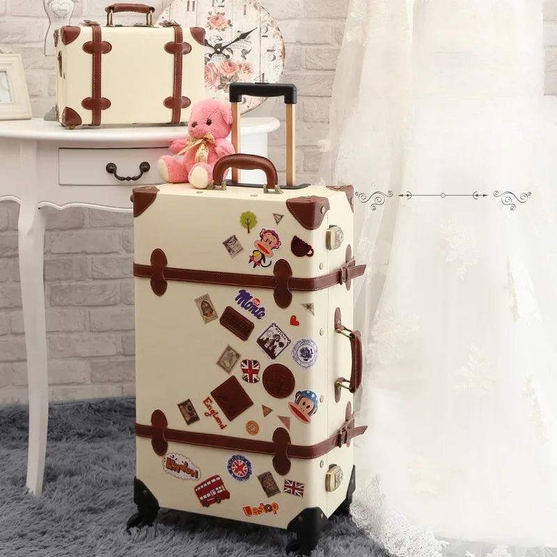 20/22/24''26 inch Luggage set woman Travel Suitcase Set Universal Retro password rolling luggage case middle size luggage