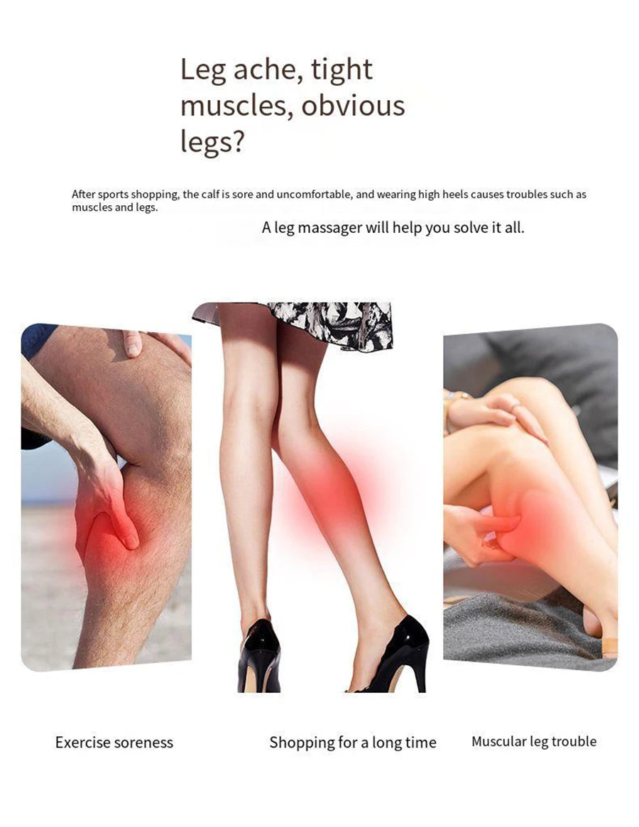 Wireless Smart Leg Massager TypeC Charging 360° Air Pressure Calf Hot Compress Massager 3 Mode Adjustable Relax Foot Calf Muscle