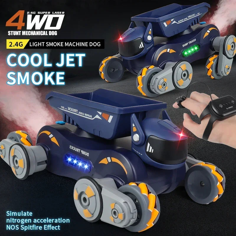 JHD For 2025 New JJRC Q187 RC Robot Dog Music Cool Lights Water Spray Swing Arms Stunt 2.4G 4WD RC Drift Car Gesture Sensing Toy