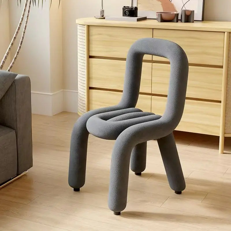 Nordic Style Creative Curved Chair, Plush Upholstered Kids/Accent Living Room Furniture