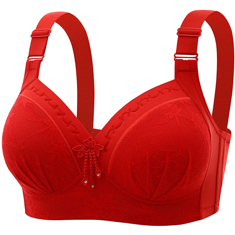 New Lace Printed Oversized Pregnant Women's Breastfeeding Underwear Comfortable Without Steel Ring Gathering Anti Sagging Bra