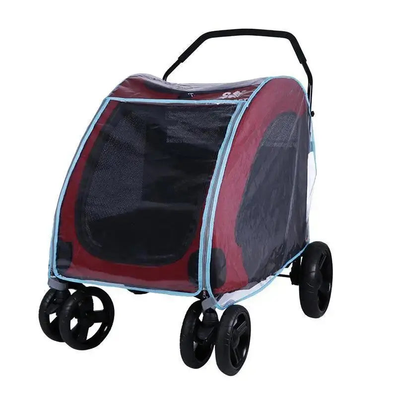 (only Raincoats) Pet Strollers Raincoat Dog Trailer Pet Trolley Small Dog Folding Trolley Raincoat Windshield（Without Stroller）
